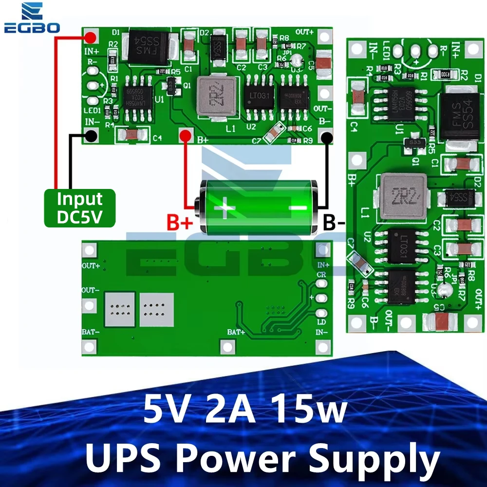 وحدة تزويد الطاقة غير المنقطعة من EGBO ، بطارية ليثيوم ، مسار حماية الاتصال العكسي ، بوليمر ، 12 فولت ، 15 واط ، 5 فولت ، 2 أمبير ، UPS ، 1-10
