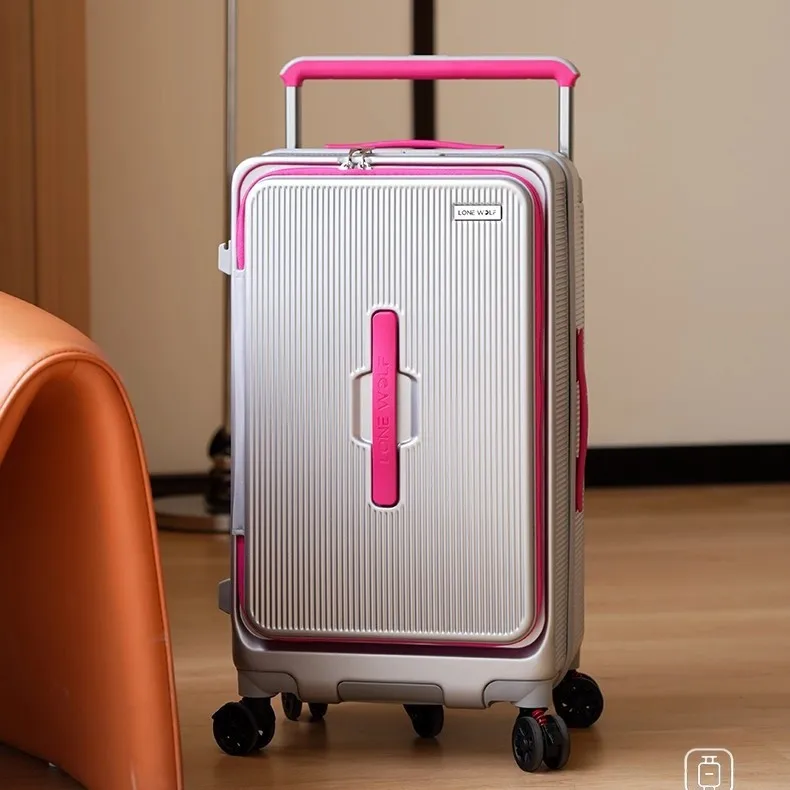 Side-opening Lid  Wide Tie Rod  Allowed To Board Aircraft Trolley Suitcase Password Locked Suitcases Luggage Set Large Capacity