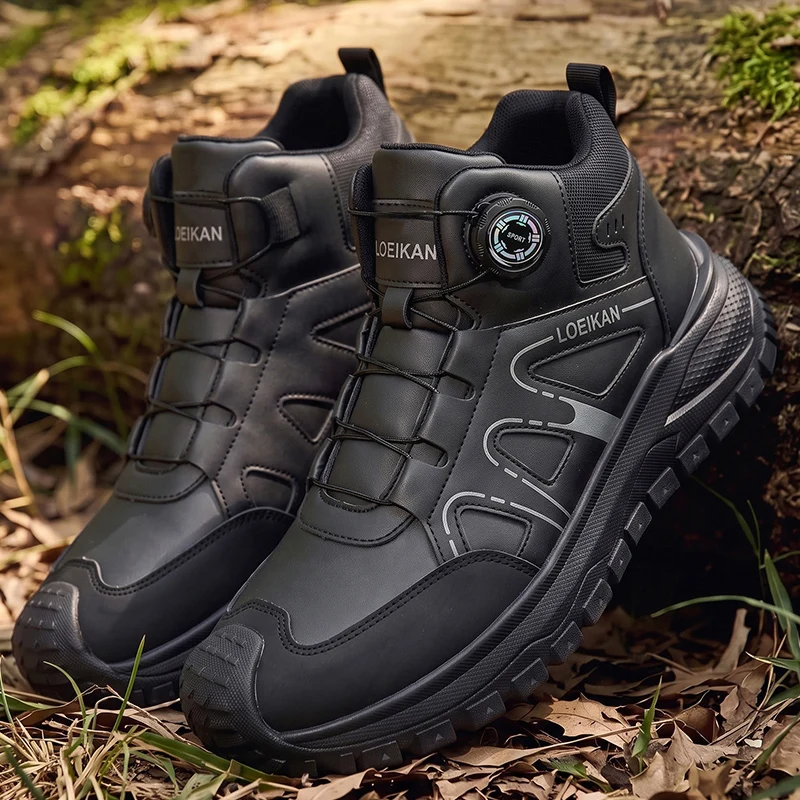 Herren High-Top Freizeitsneaker mit Drehknopf-Schnellschnürung, Schutzkappe und dicker rutschfester Sohle für den täglichen Pendelverkehr und das Gehen auf der Straße. – Detail 13