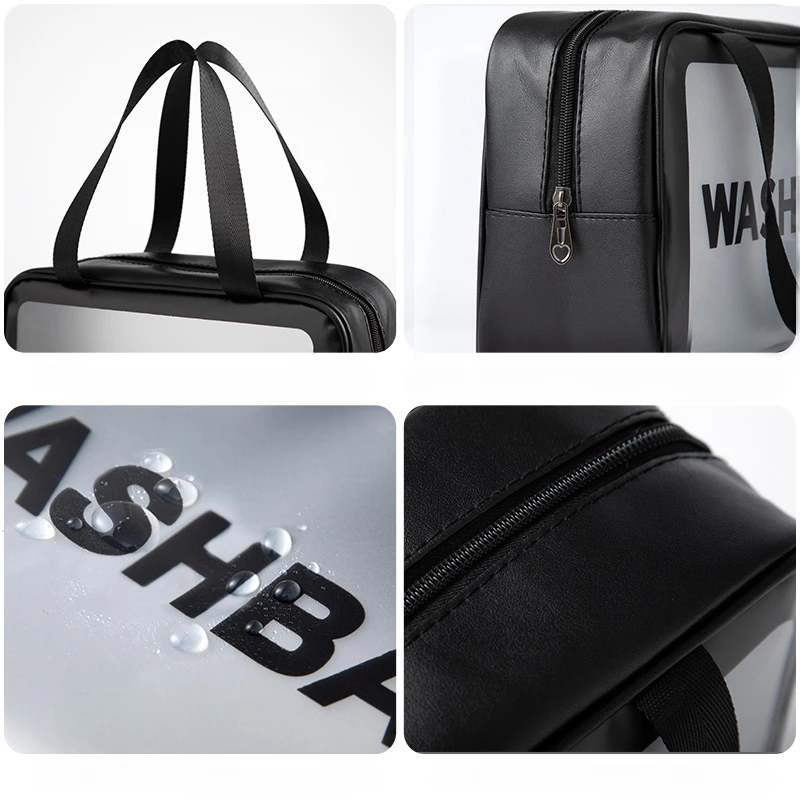 Portable Travel Wash Bag Female Waterproof Makeup Pouch Wet-dry Separation Semi Transparent Frosted Portable Storage Bag