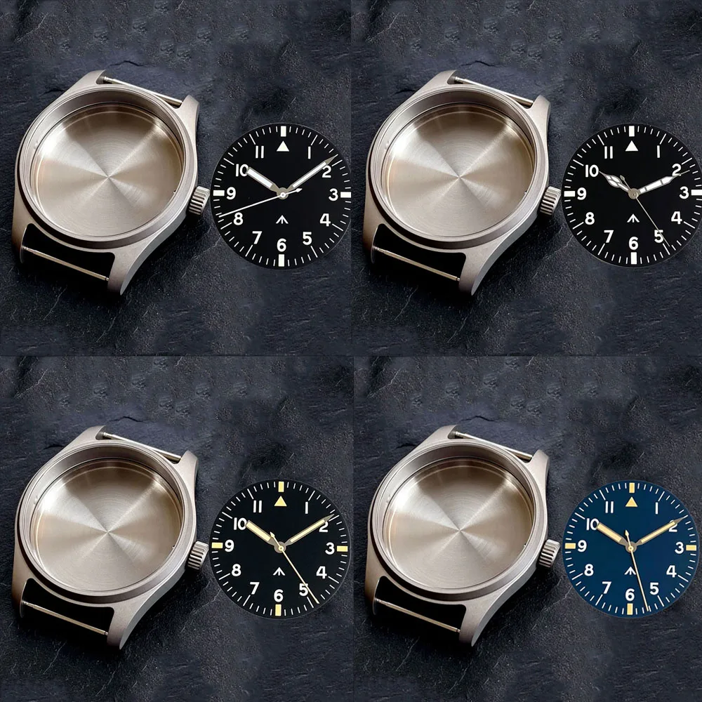 

New 39mm Pilot VH31 Watch Case Sapphire Glass Stainless Steel 20ATM Dial Hands Set for VH31 NH35 NH36 ETA2824 Movt Watch Parts