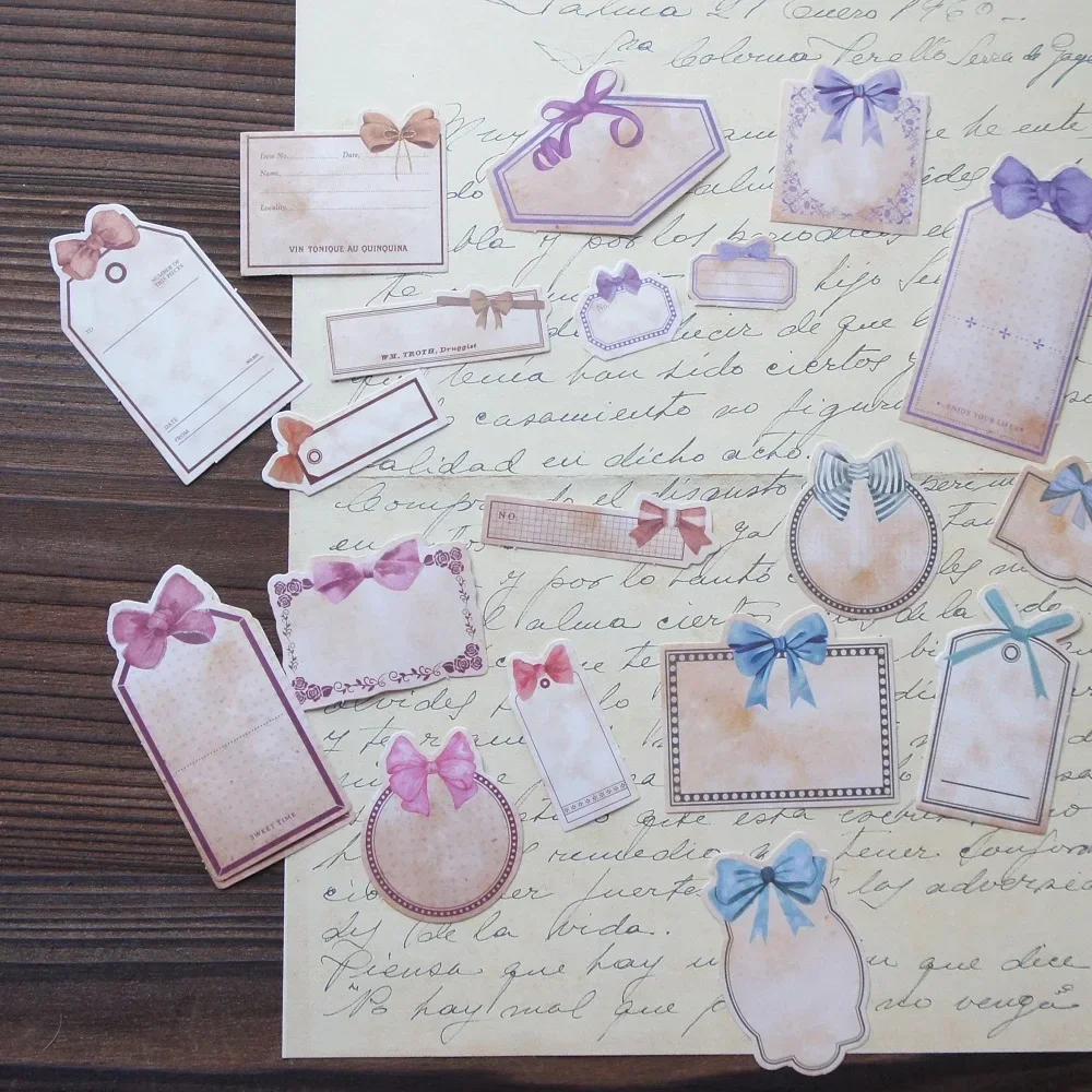 

48pcs Message Box Made of Ribbon Blue Yellow Pink Green Paper Sticker Scrapbooking DIY Gift Packing Label Tag Decoration