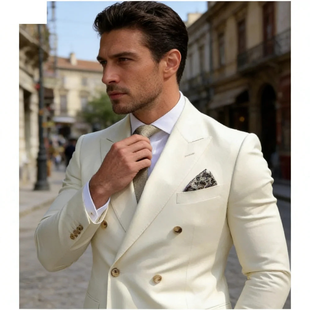 

Ternos de casamento trespassado masculinos, botões de metal, terno formal, sparking, traje diário, laranja queimado, 2 peças