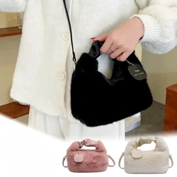 Dames Nepbont Shaggy Handtassen Geplooid Handvat Kleine Dames Schouder Crossbody Casual Draagtas Herfst Winter Bonttas