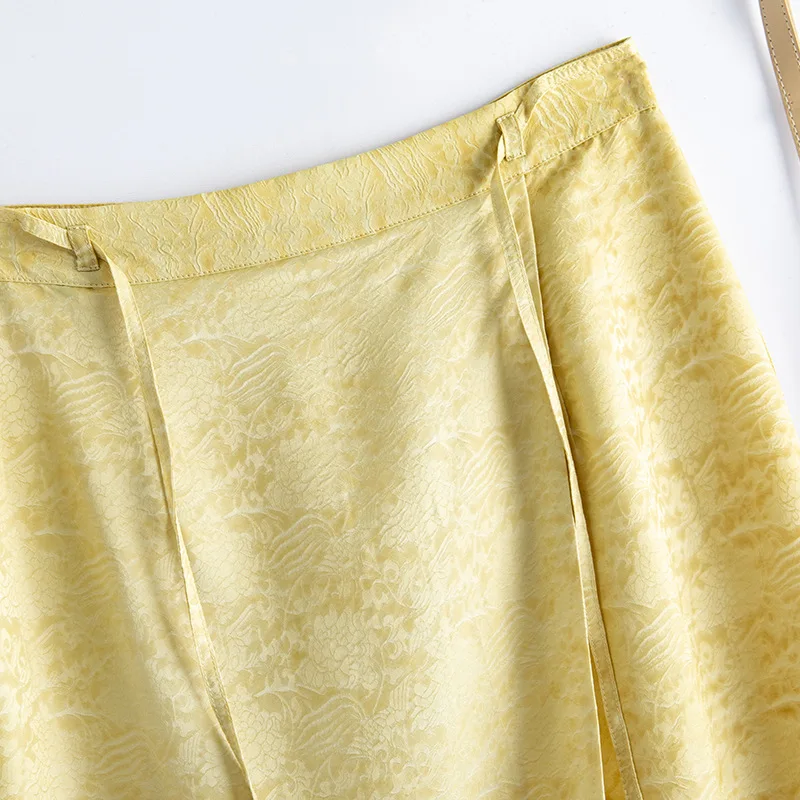Clearance 32.9% Silk Elegant Double Layer Skirts,Women Jacquard Satin Skirt