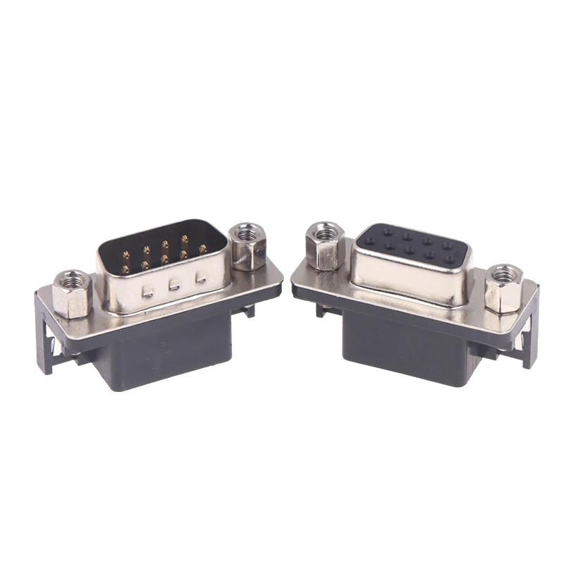 10Pcs DR9 Hole/Pin Female/Male  DR9Hole Connector Right Angle Welded D-Sub 9 Pin Connector RS232 Connector 90 Degree Bent Needle
