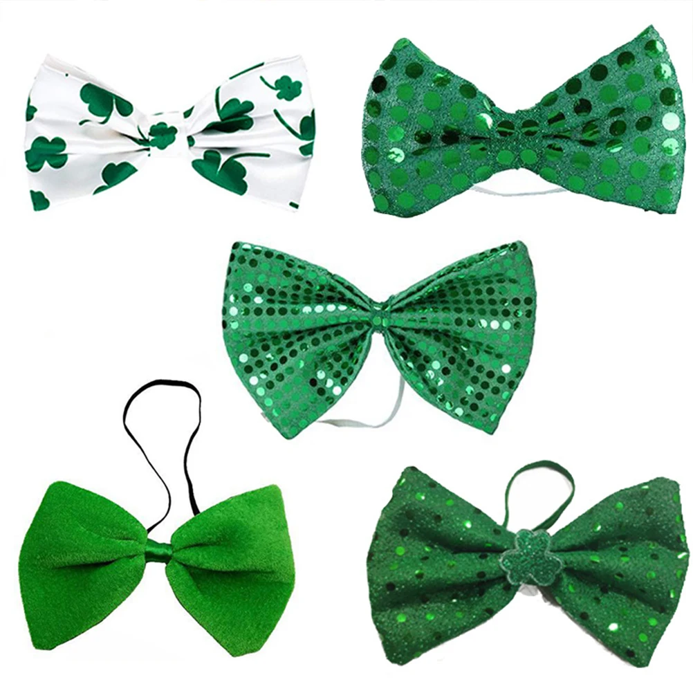 

2 Pcs Clover Bow Tie Fashion Party Shamrock Bowties Make up Patrick Day Festival