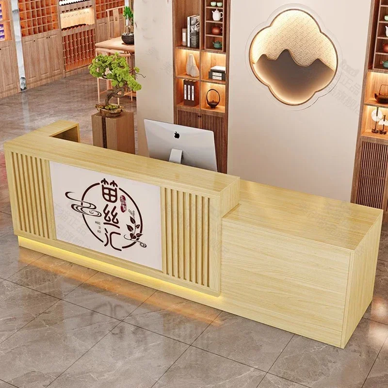 

Podium Salon Reception Desks Beauty Office Nordic Beauty Reception Desks Sign Luxury Recepción Negocio Commercial Furniture