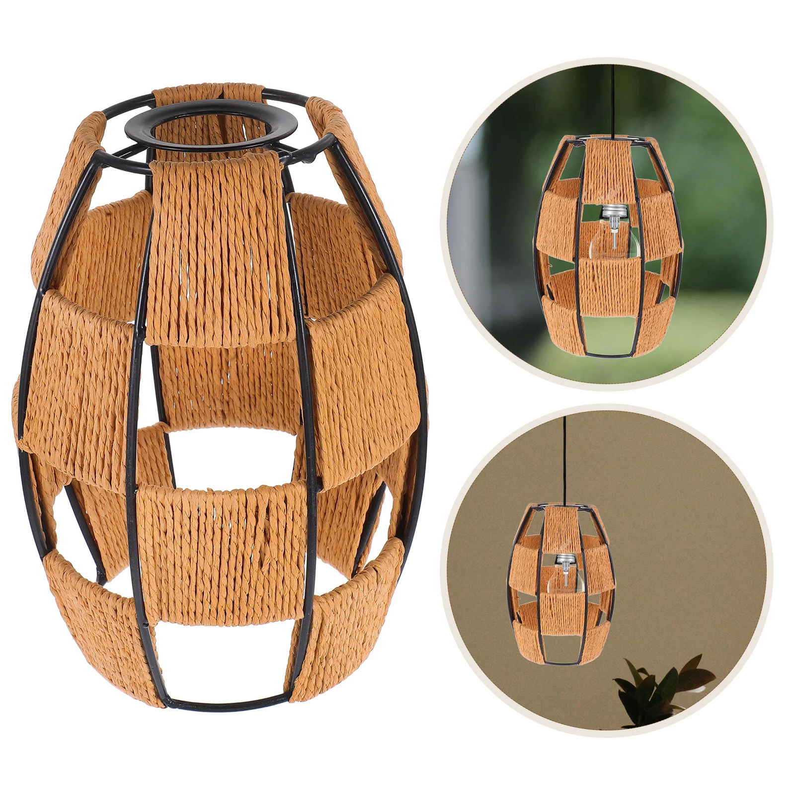 

1pcs Lamp Shade Handwoven Woven Pendant Light Shade For Dining Living Room Tea Room Ceiling Fixture Rattan Look Hanging Lamp