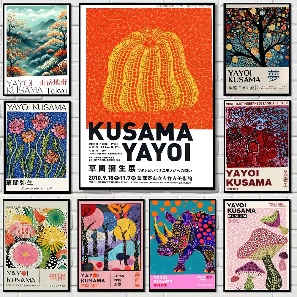 Artist Y-Yayoi Kusama Poster Self-adhesive Decal Living Room Bedroom Party Bar Decor Moisture-proof Fade-resistant