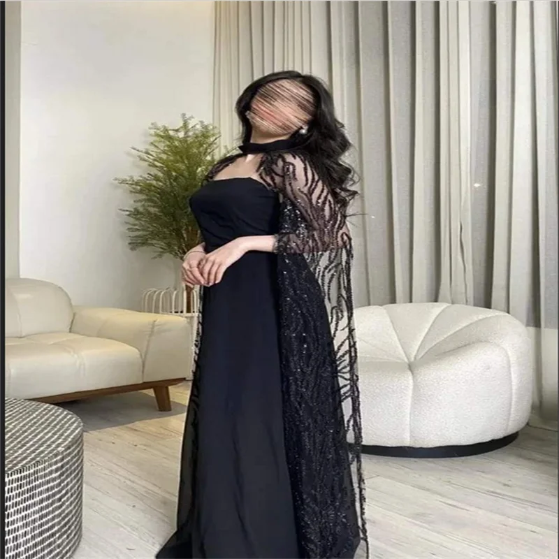 فستان سهرة طويل أسود من Dubaid فيستدوس دي فييستا 2025 | فساتين حفلة موسيقية أنيقة من فساتين Serene Hill |   رمزبيز مخصص