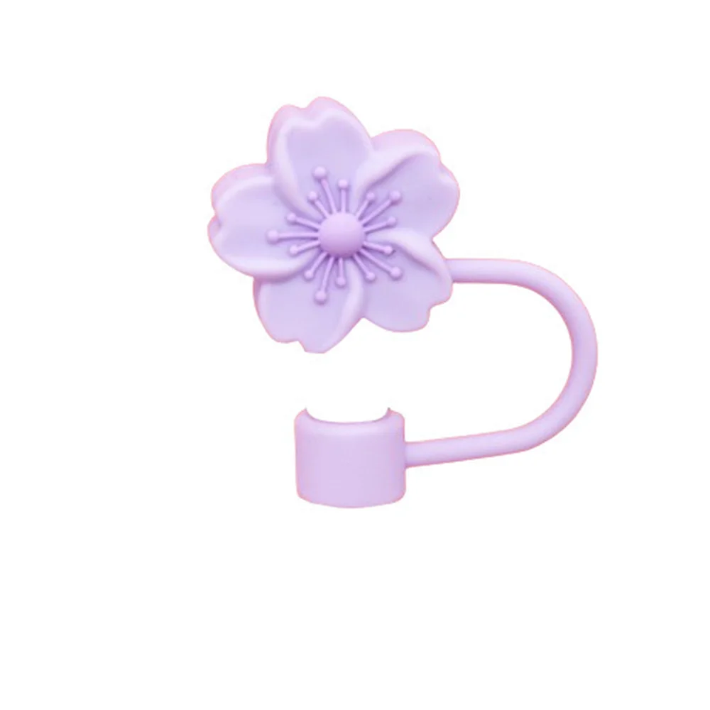 Begonia-Tapón de paja de silicona para Primavera, accesorios de rodillo para bebidas, flor creativa, reutilizable, 10mm