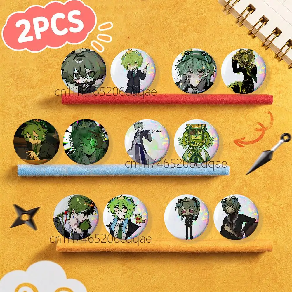 FOR Froggydude 2Pcs Custom Round Badge Bundle Kawaii Button Pins Metal Brooch Pin Set for Accessories Collection