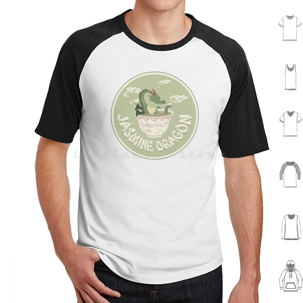 Camiseta con Logo de tienda de té de dragón de jazmín, Camiseta de algodón con estampado artesanal para hombres y mujeres, té verde de dragón de jazmín, Logo de jazmín Appa asiático