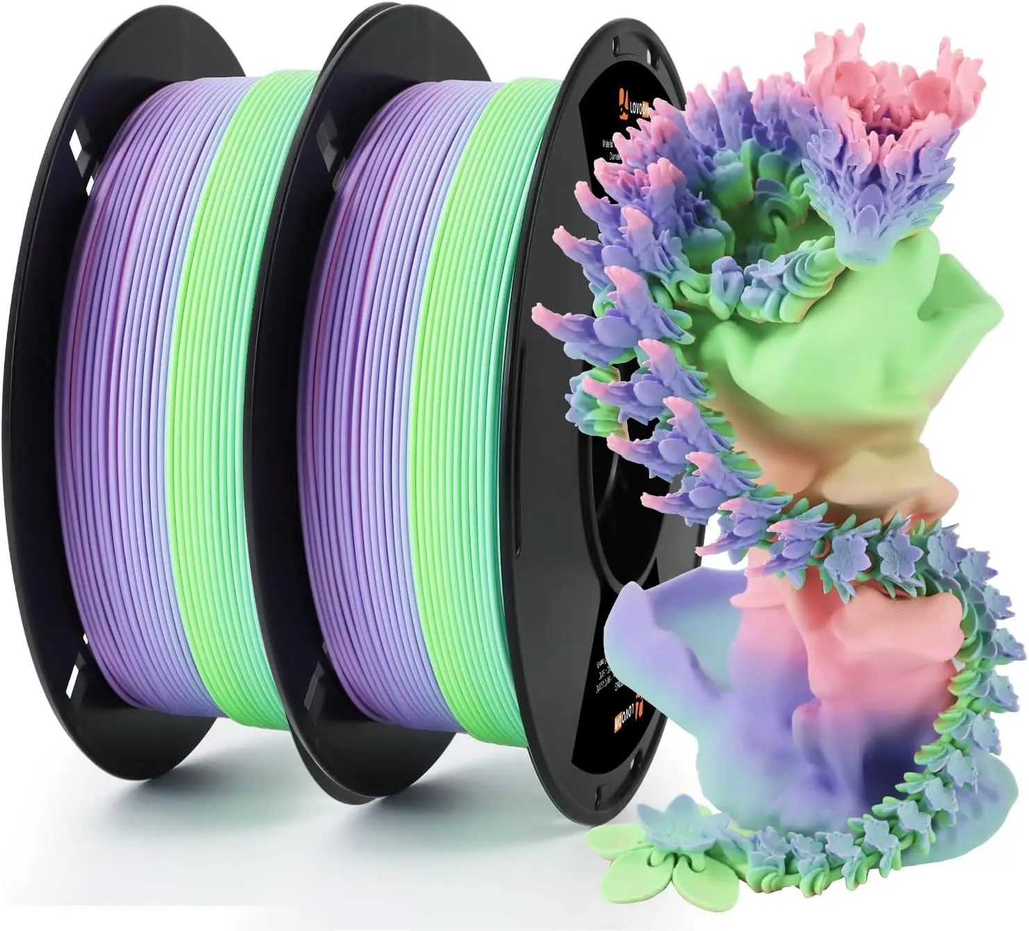 

Matte Rainbow Gradient PLA Filament Bundle 2KG 1.75mm Color Changing 3D Printer Filament, 2 Spools
