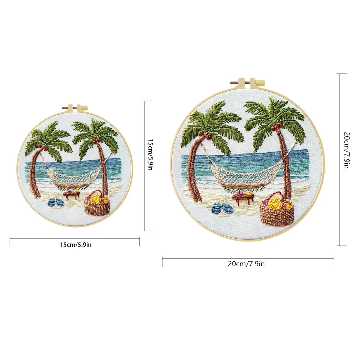 Hängematte am Palmenstrand 1 Stück DIY Stickerei-Material-Set für Anfänger Stickerei-Starter-Kit Kreuzstich-Kunst als Geschenk Nadelarbeit C – Detail 2