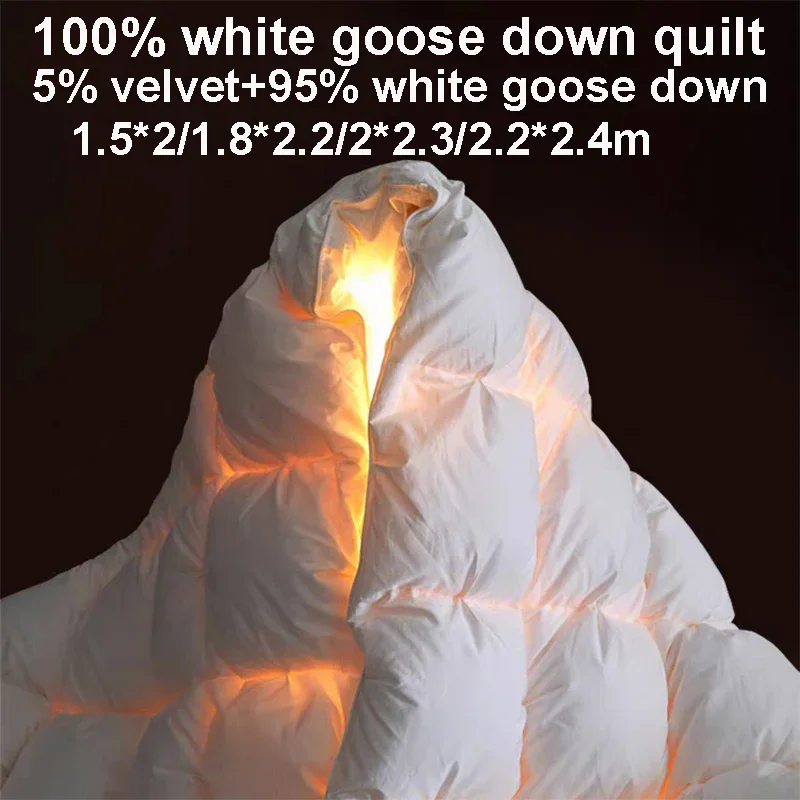 100% Goose Down Comforter Thicken Duvets Luxury Bedding Set For Winter Queen Size Heavy Down Quilt Warm 1.5*2/1.8*2.2/2*2.3m