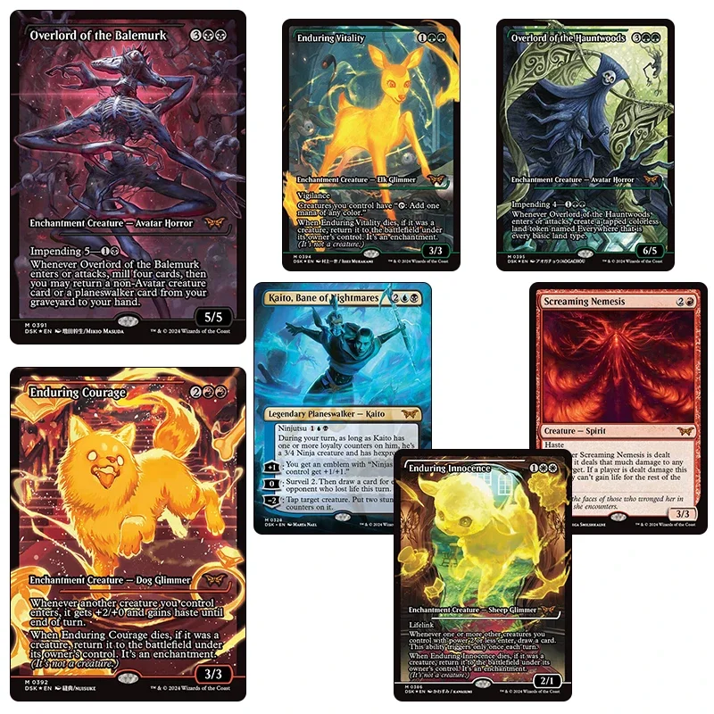 

Diy Magic the Gatherings Storm Trading Карточная игра Overlord of The Balemurk Enduring Courage Коллекционная карта персонажей Мультяшная игрушка