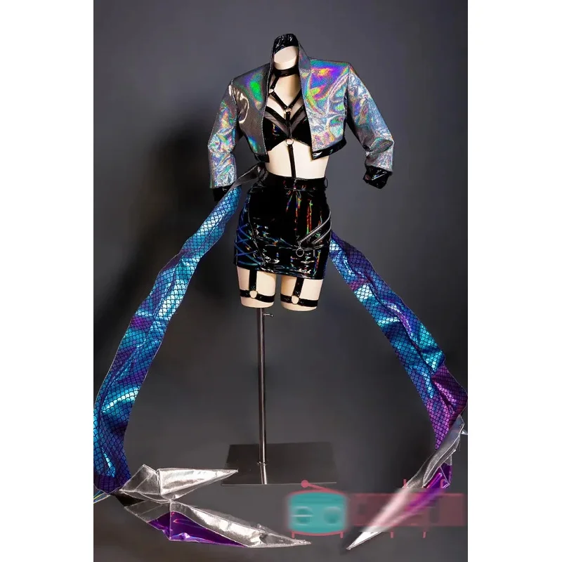 Game LOL cos Evelynn All Out KDA series Laser Singing uniform Women's team cosplay costume full set