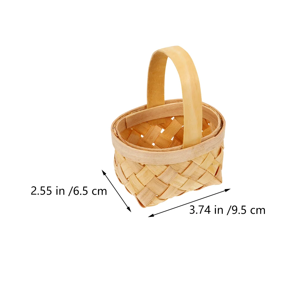 6 Pcs Flower Girl Basket Hand Woven Wooden Mini Handmade Baskets Packing Box Candy Wedding Party Supply