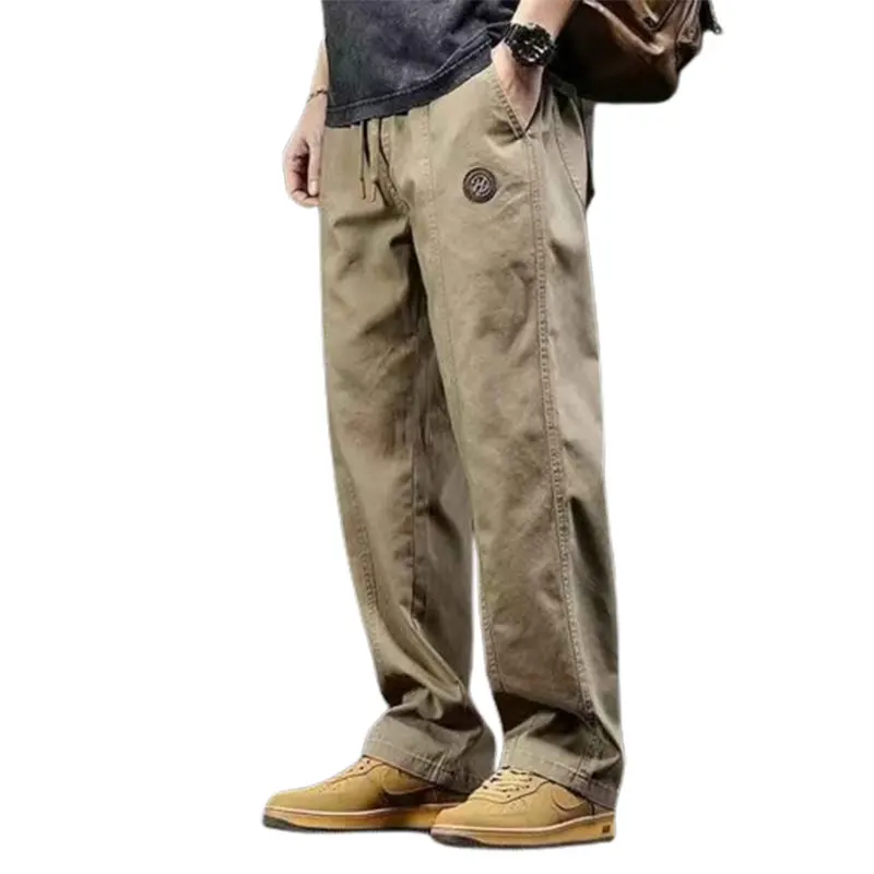 Elegant Fashion Harajuku Slim Fit Ropa Hombre Loose Casual All Match Trousers Pure Cotton Pockets Straight Cylinder Cargo Pants