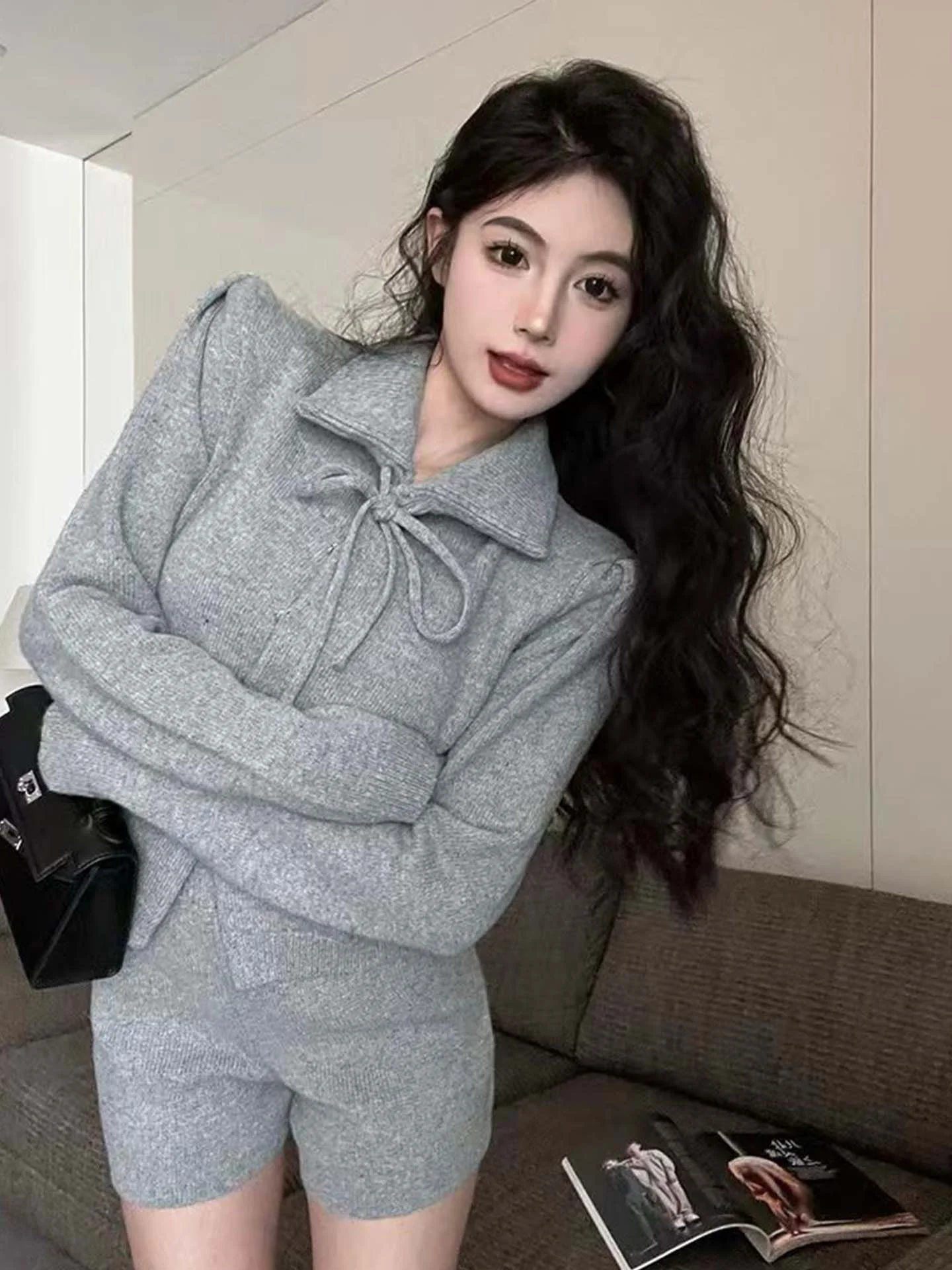 

Korean Sle Sweet And Spicy Girl ort Pants Set Women's Faion Knitted Sweater And orts Two-Piece Casual High-End Feeling