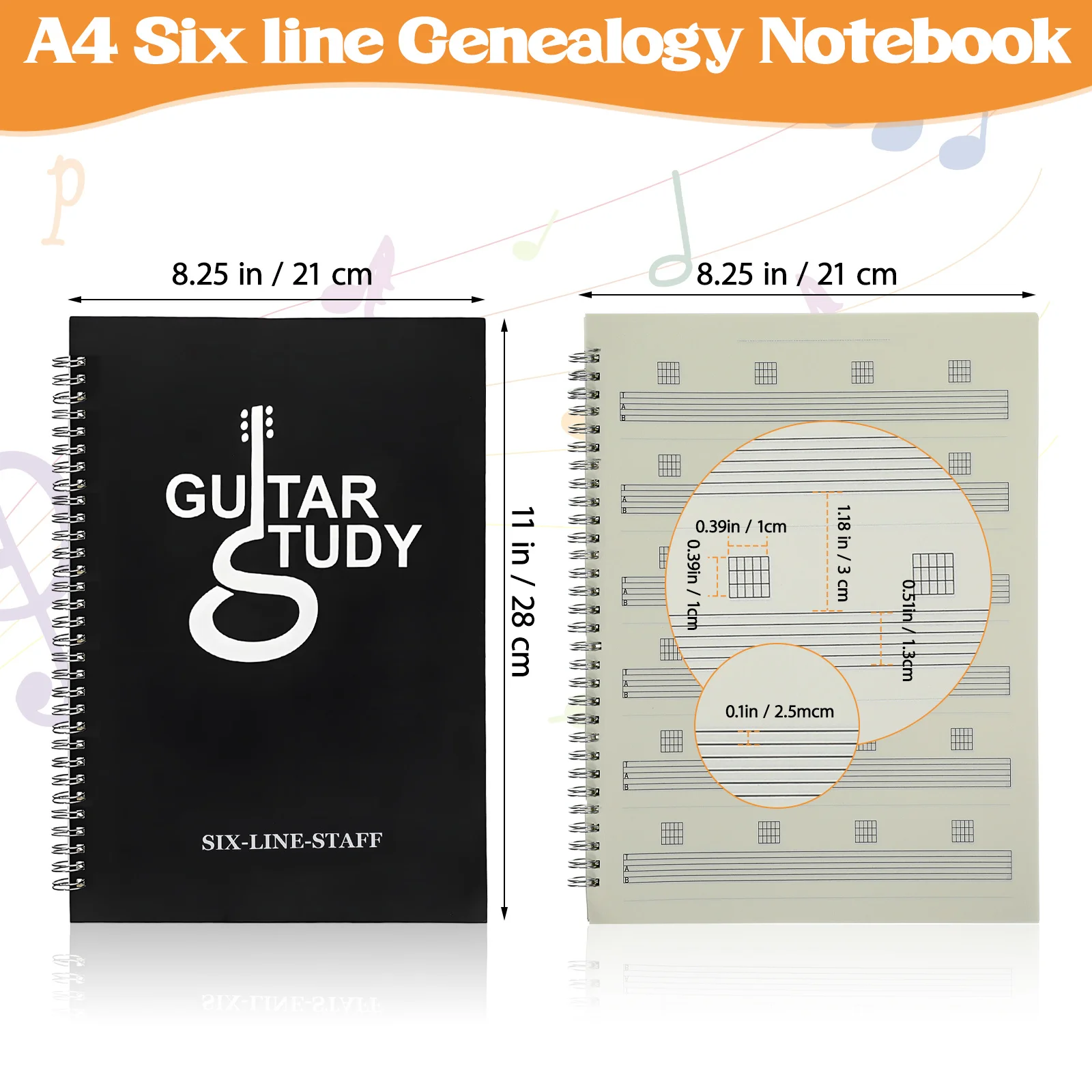 ورقة الغيتار الموسيقى دفتر لفائف ملزمة المحمولة ستة خط وتر كتاب النتيجة خفيفة الوزن مقاوم للماء الغيتار المبتدئين هدية الموسيقى