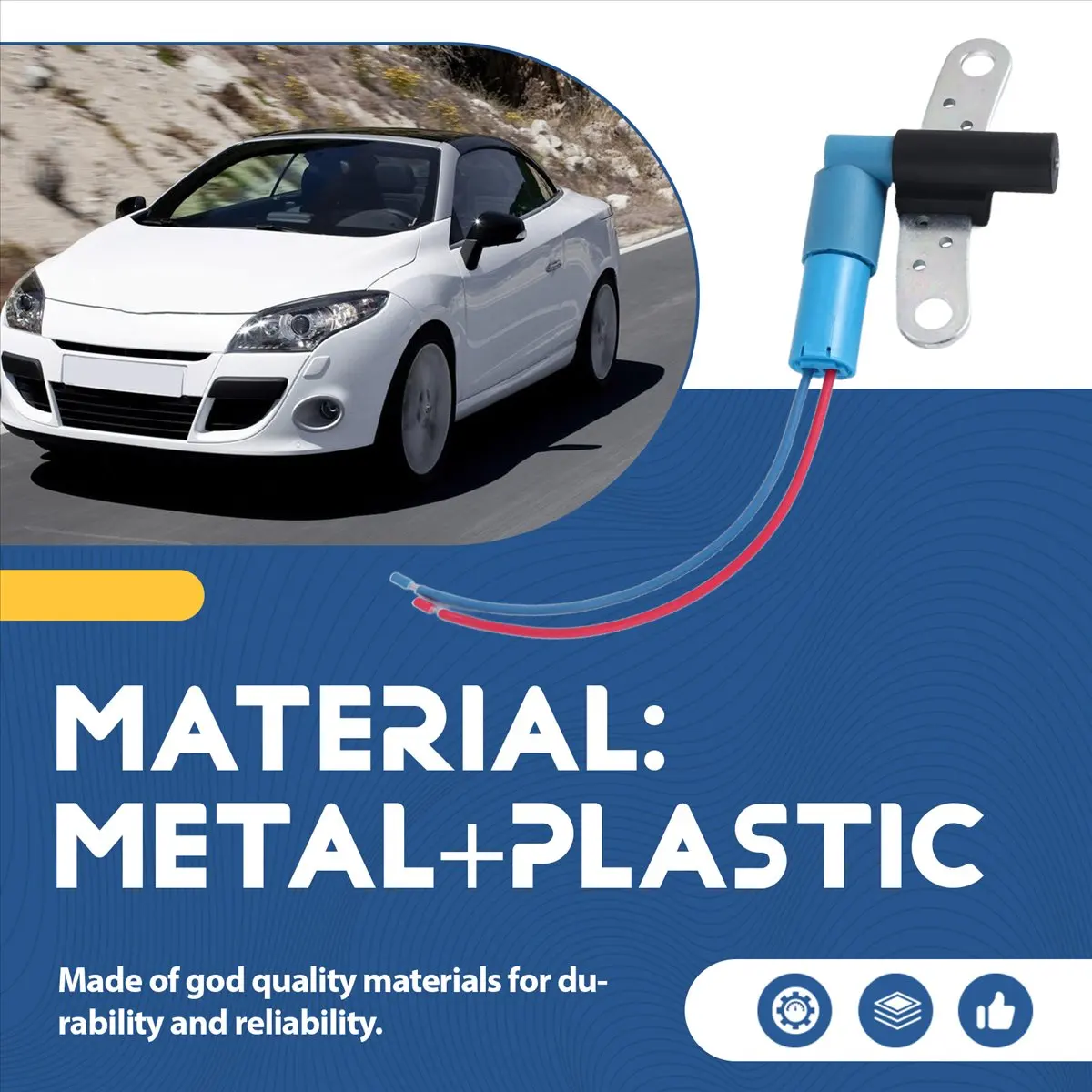 #54V 2Pin Car Crankshaft Crank Position Sensor for Renault Clio Laguna,7700101970,(Metal + Plastic)