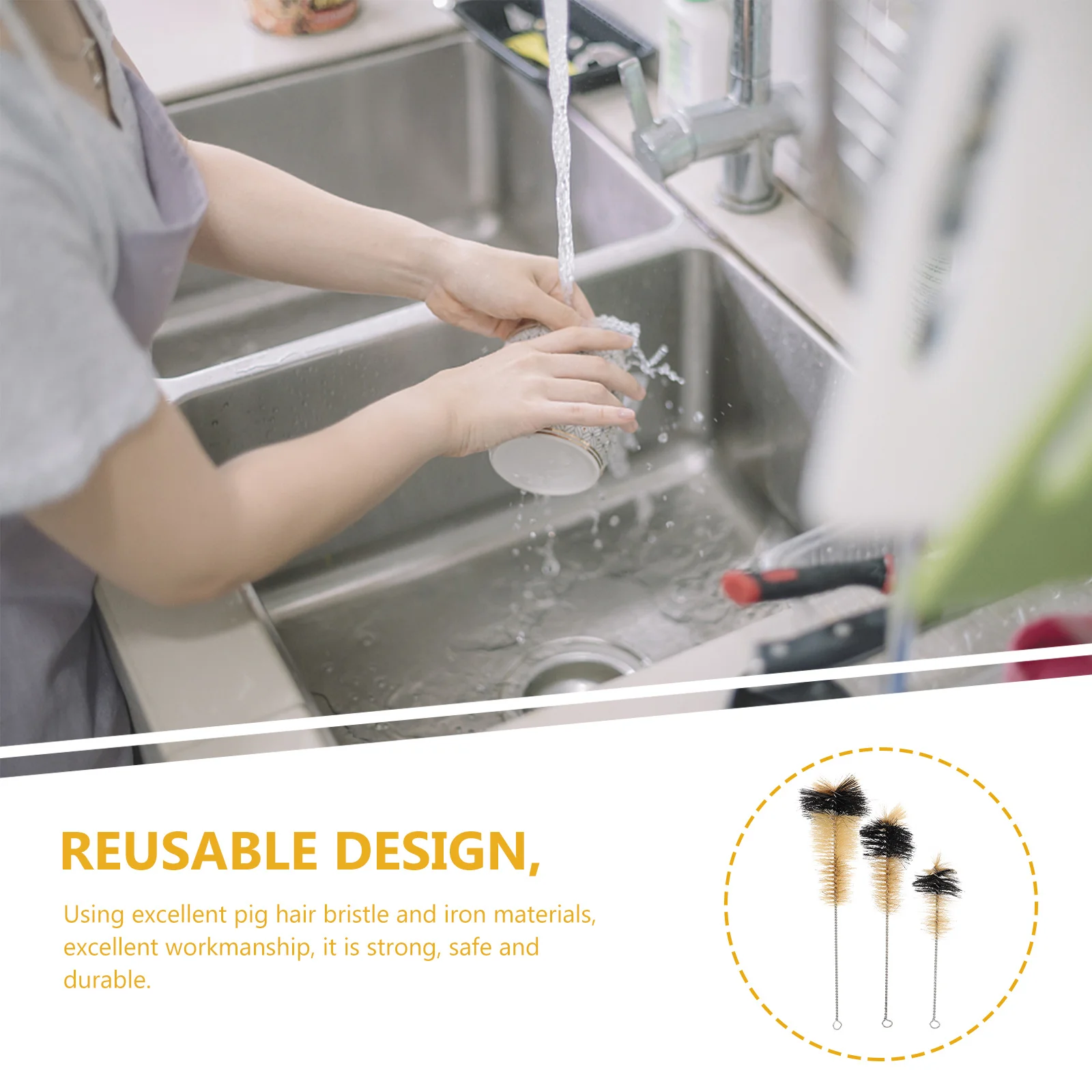 

Flask Brush Tube Cleaner Bottle Reusable Water Cleaning for Bottles Scrubber Bottlebrush Wash Small