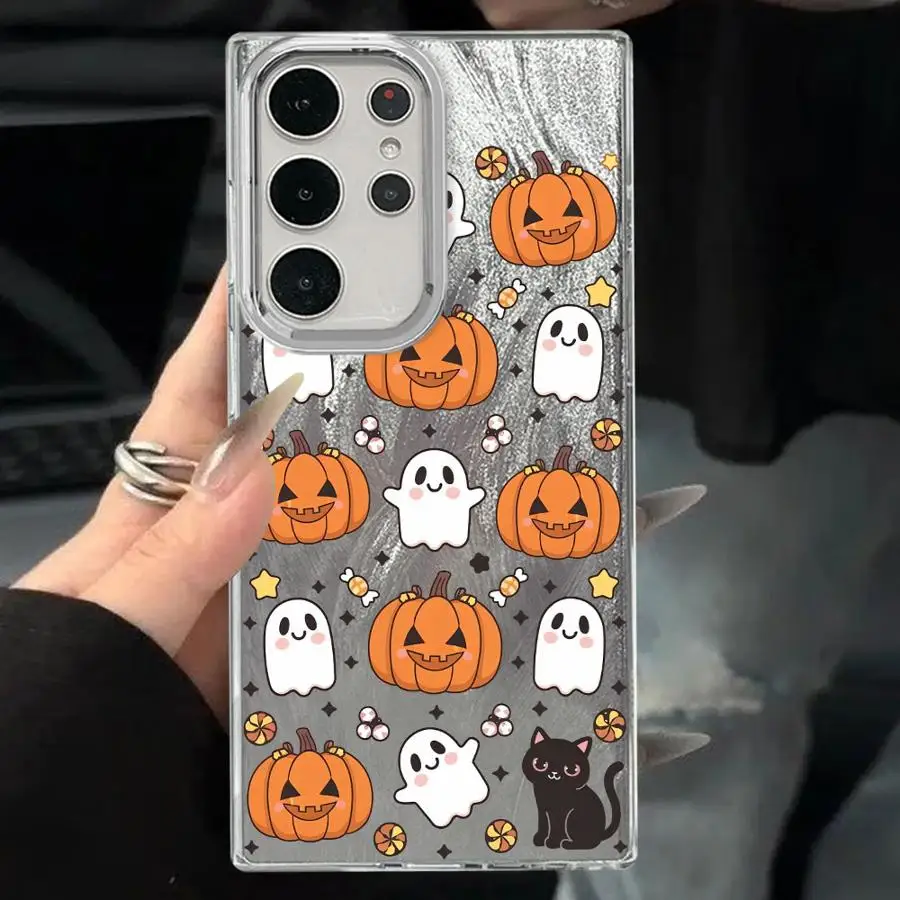 Cartoon Halloween Pumpkin Cat Case for Samsung Galaxy S20 FE S25 Ultra S22 Plus S23 S21+ S21 S20 FE S24Ultra Soft Shell