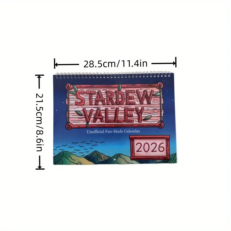 Calendario Stardew Valley 2026 sin oficial, hecho en abanico para decoración del hogar, calendario de pared, planificador 2026, calendario de decoración del hogar