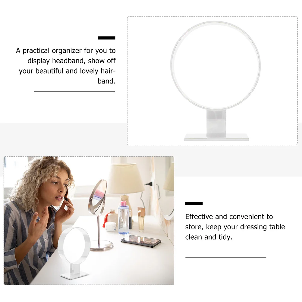 2Pcs Round Headband Organizers Acrylic Display Stands Hairband Holders for Women Girls Hair Accessory Storage Bedroom Decor