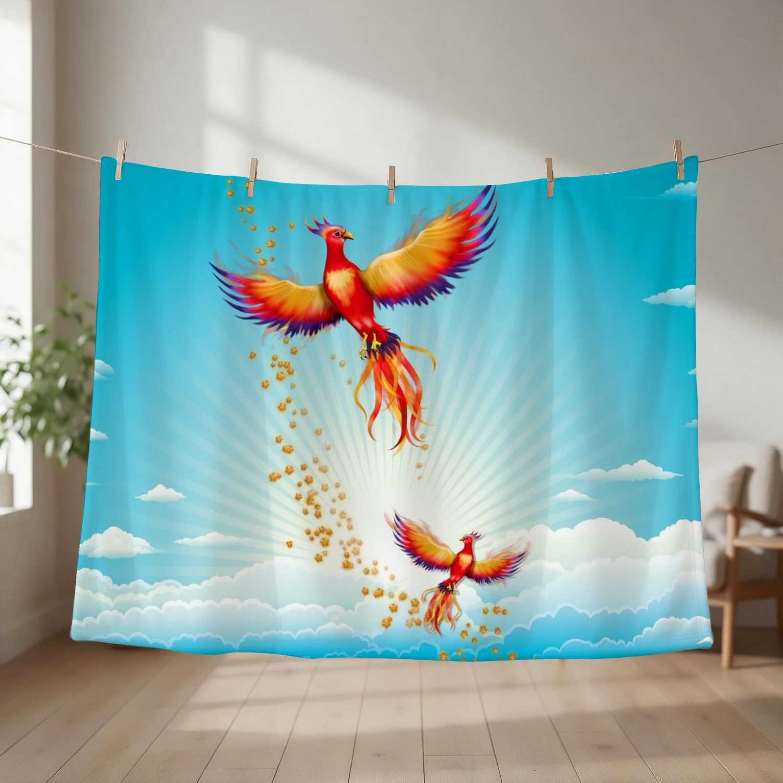 Phoenix Rising Throw Blanket couch cozy soft plush fuzzy picnic outdoor blanket