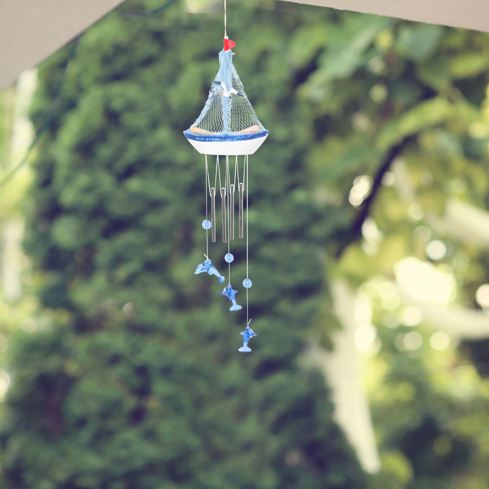 

Fashion Sailboat Wind Chime Decorative Pendant Crisp Sweet Sound Lightweight Portable Home Garden Balcony Wind Bell Ornament