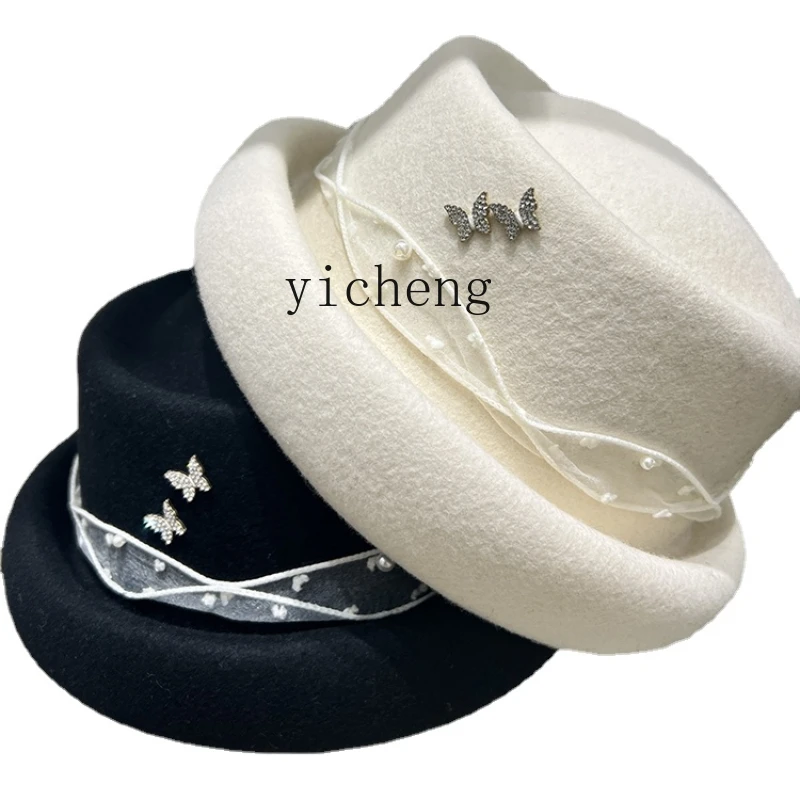 YY French Style Wool Cap Women's Retro Hepburn Style Woolen Hat Fashion Fisherman Hat