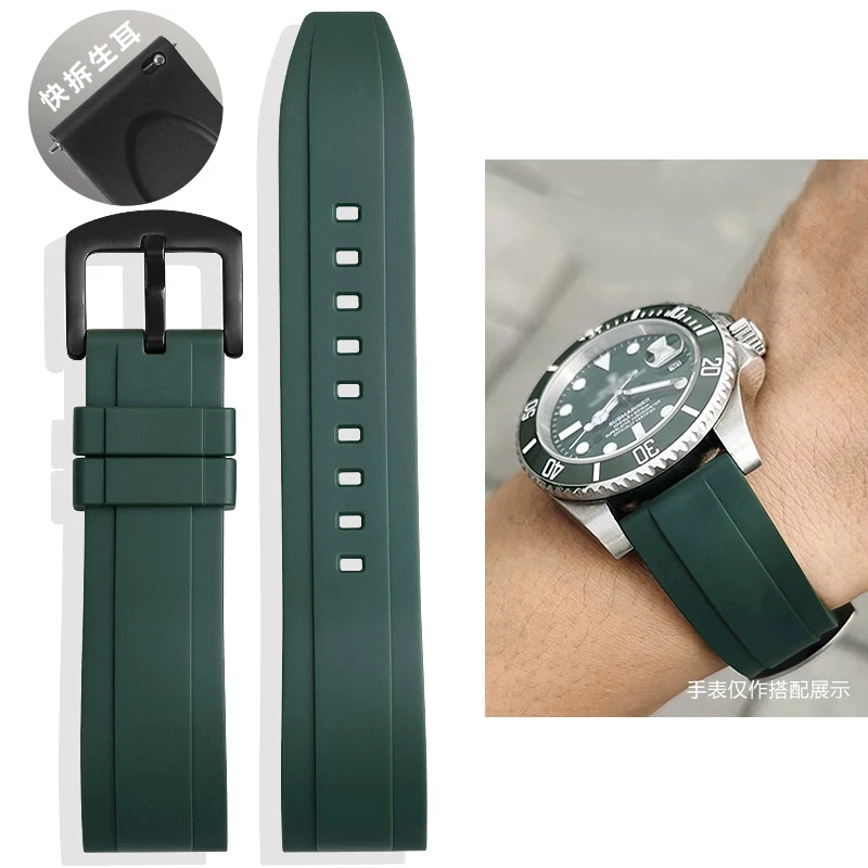 Fluoro Rubber Watch Band Men Women 20mm 22mm FKM Sport Diving Quick Release Strap Bracelet for Rolex Water Ghost Seiko Citizen