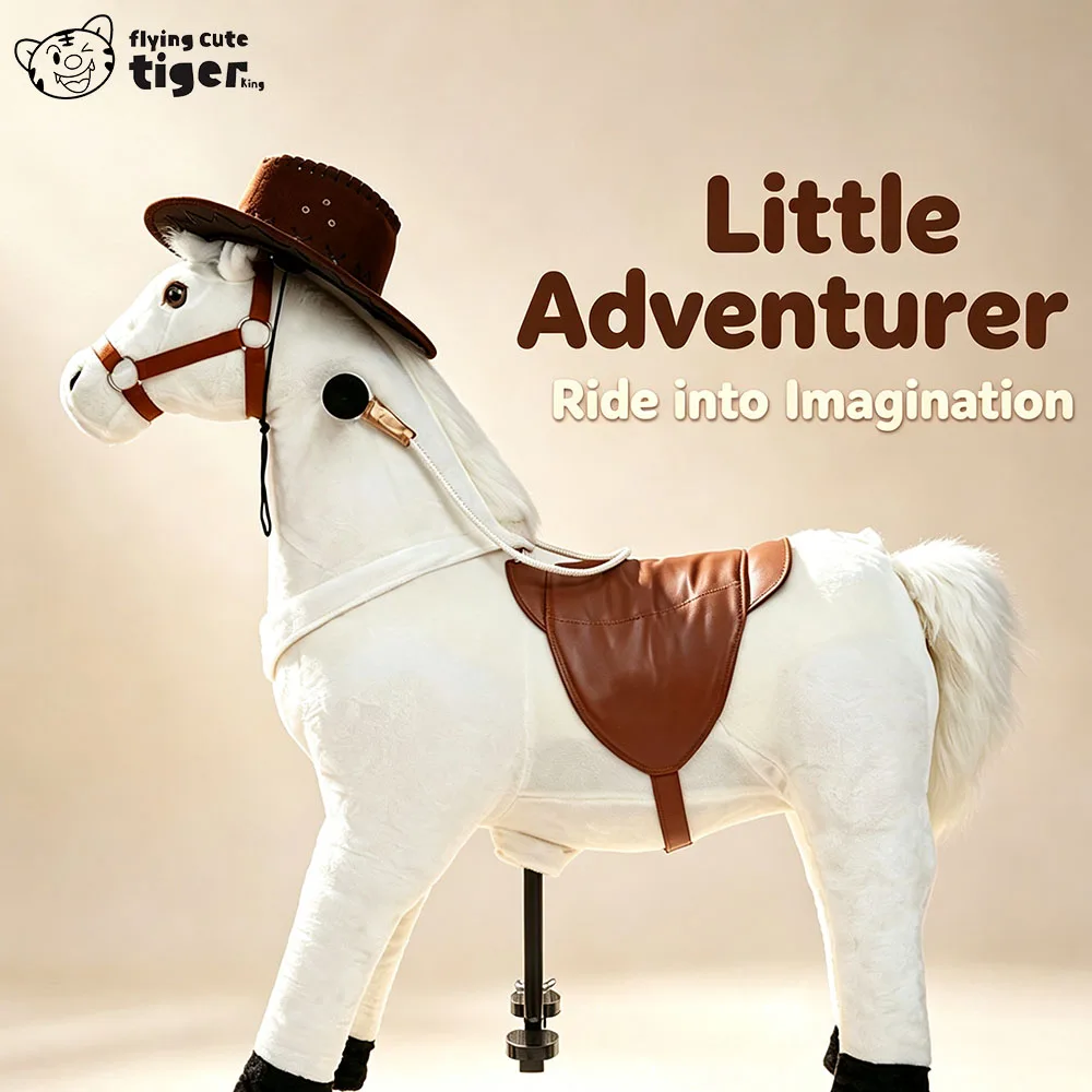 Medium and Large Size White Horse Popular Model Realistic Riding Horse Rocking Horse Toy Rocking Chair Soothing Rocking Horse with Saddle Plush Toy Rocking Horse Doll Toy Car Horse Riding Toy