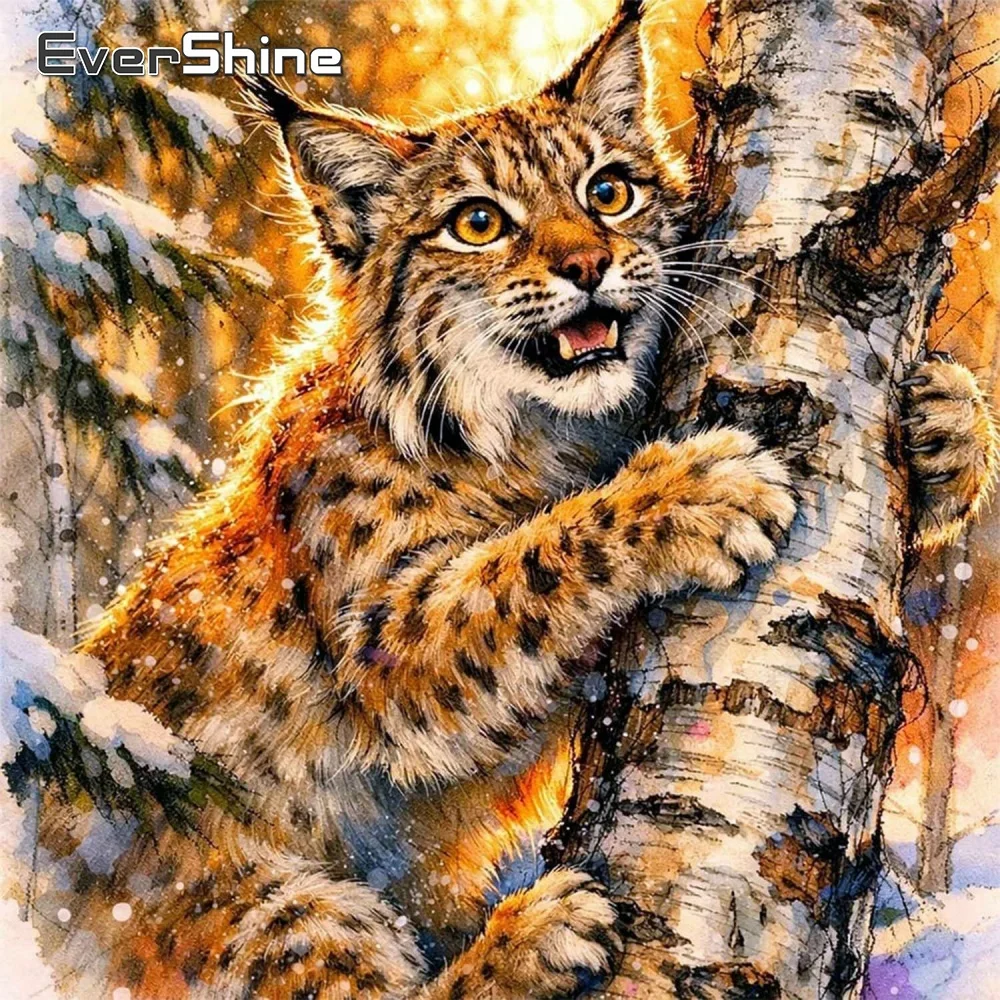 Evershine Diamant-Kunstmalerei Leopard Acryl-Bastelbedarf Vollquadrat-Mosaik Tier-Strass-Stickerei Baum Heimdekoration