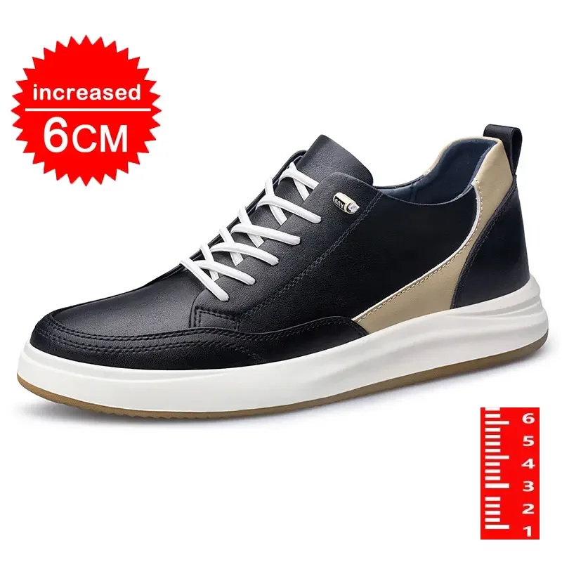 Chaussures de sport rehaussantes en cuir véritable pour hommes, chaussures respirantes, l'offre elles intérieures respirantes, luxe décontracté, 6/8