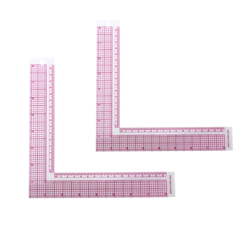 2Pcs 5808 Built-In Square Ruler Corner Ruler L-Shaped Ruler Garment Ruler Grading Ruler