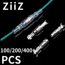 25 50/100sets 4.0 bullet Crimp terminal car electrical wire connector diameter 4mm Female+Male+Case Cold press terminal 1in1out