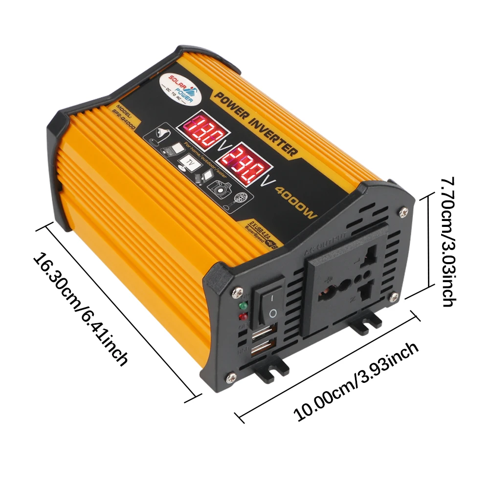 12v 220v Voltage Converter Adapter Inverter Universal 4000W Car Inverter LED Digital Power Inverter Portable