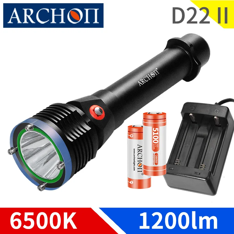 

D22 II diving flashlight CREE LED 1200lumen 6500K dive light waterproof 100m diving lighting lamp Underwater diving lighting to