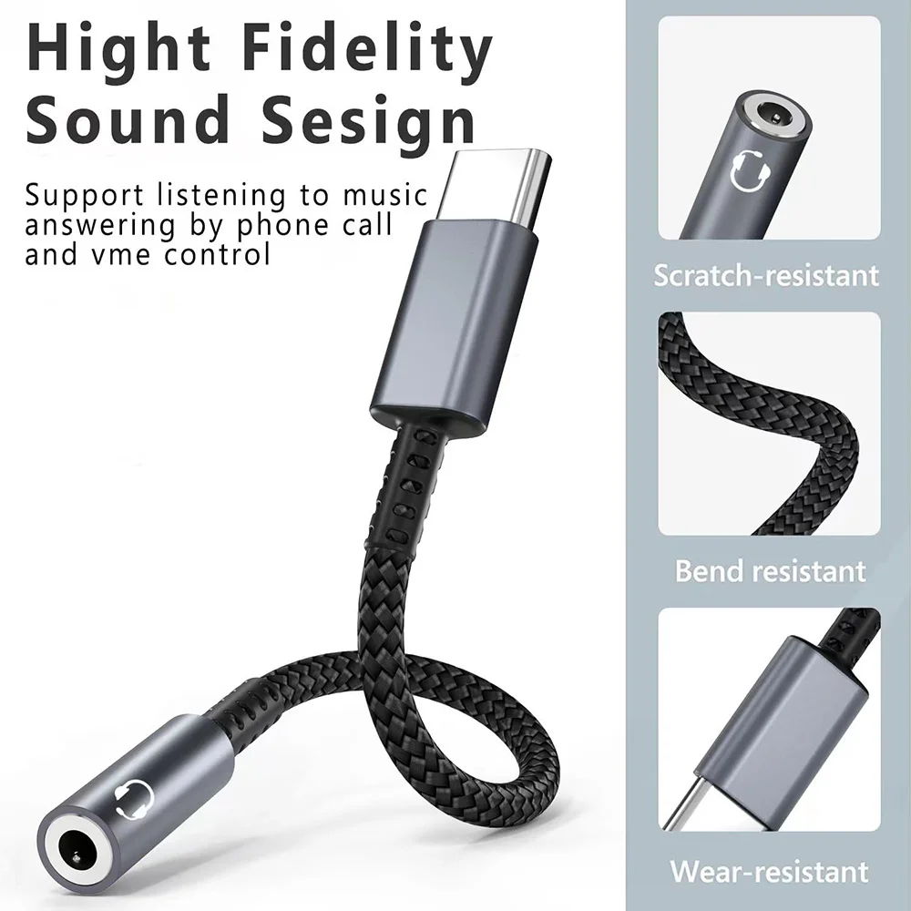USB C to 3.5mm Audio Adapter For iPhone 16 Samsung Galaxy Xiaomi Pixel Earphone Headphone Jack Converter Earphone Cable Converte