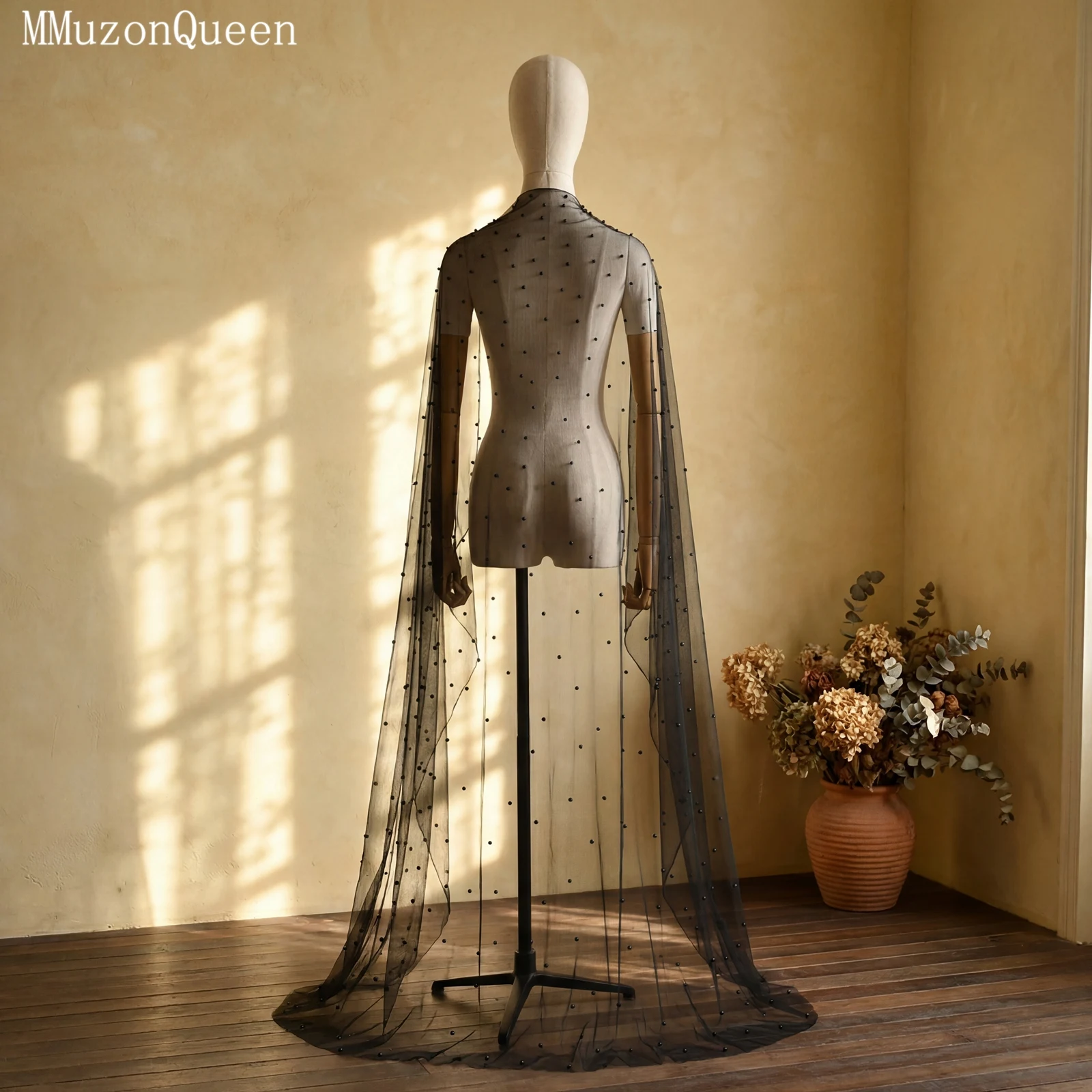 TOPQUEEN Elegant Bride Pearl Shawl Top Women Coat Black Party Dress Outerwear Indoor Wedding Accessories Customizable Vg17a image 3