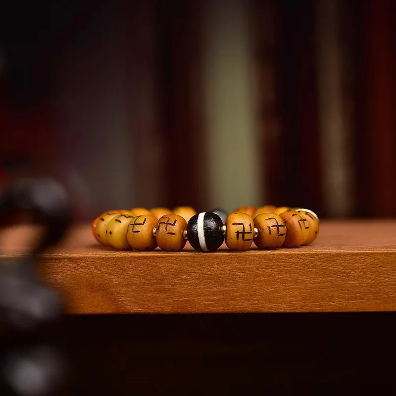 Backflow Bone Carving Ten Thousand Words Collectables-Autograph Bracelet Beads Single Circle Tibetan Retro Men And Women