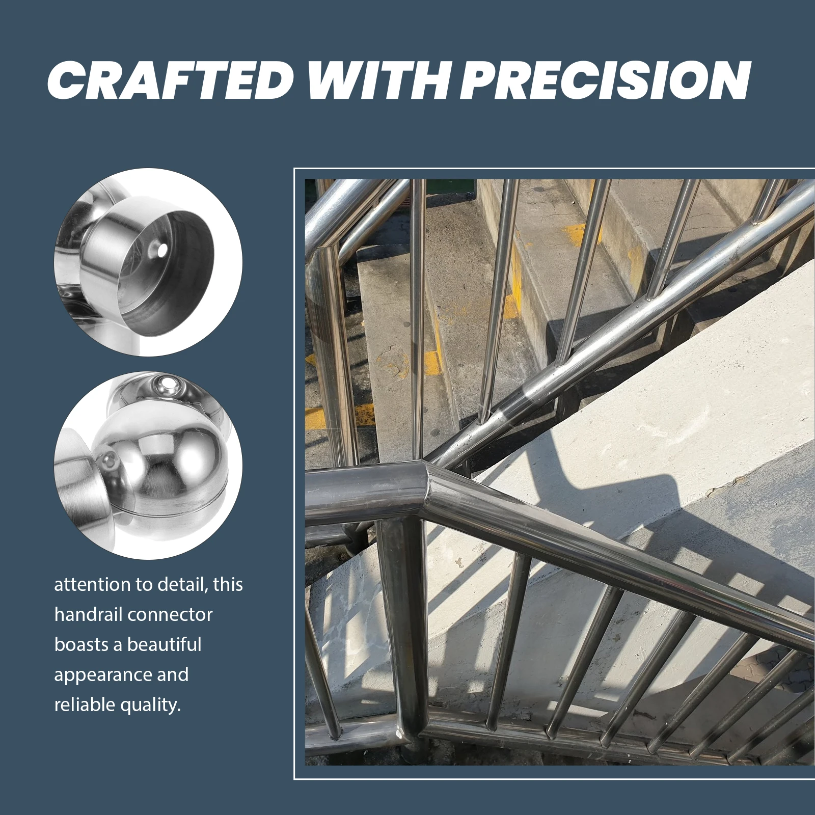 

2Pcs Handrail Connector Stainless Steel Round Adjustable Extension Fitting for Stair Railing Cable Tube Connector
