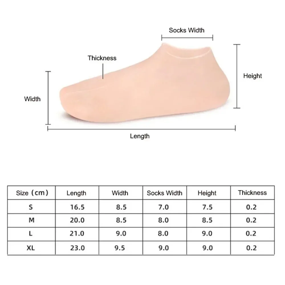 1Pair Silicone Socks Foot Spa Moisturizing Gel Sock Exfoliating and Preventing Dryness Cracked Foot Skin Care Anti Cracking Sock