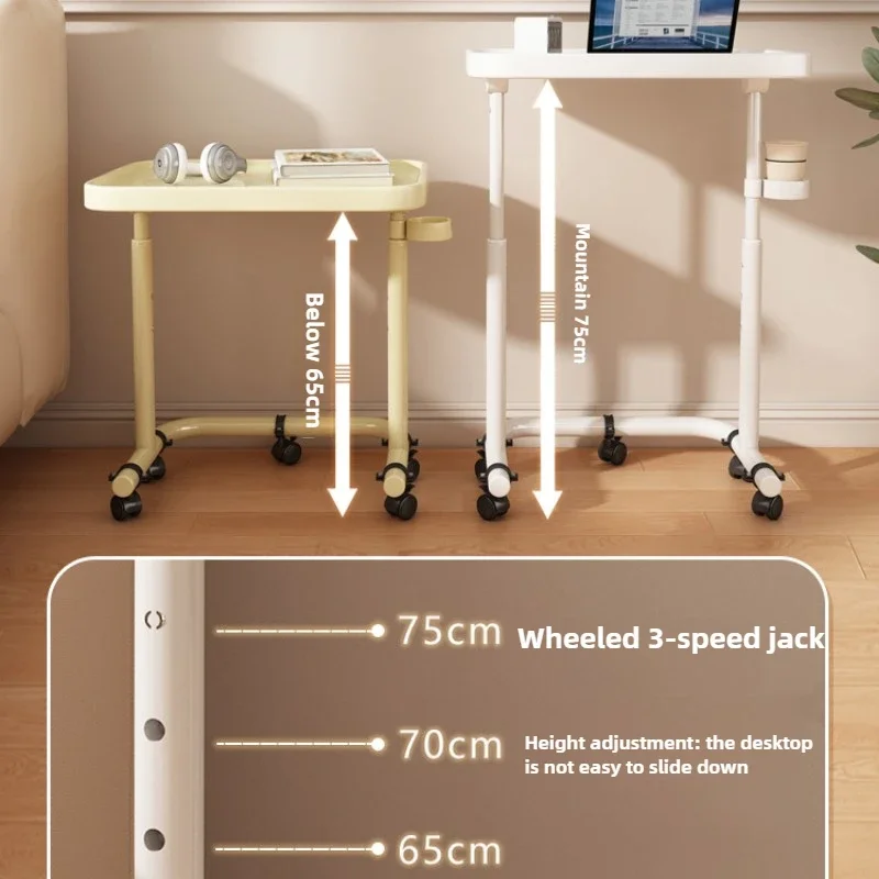 Stainless Steel Mobile Dining Side Table  Adjustable Angled Eating Desk  Foldable Rolling Table  Height-Adjustable Bedside Tray