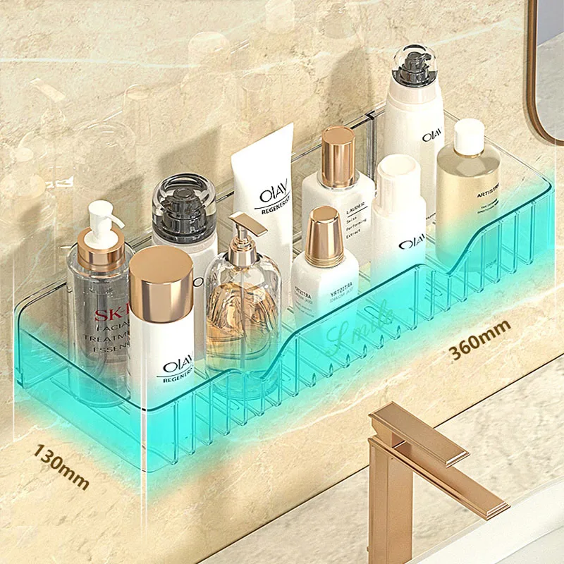 Wall-mounted Bathroom Shelves Light Luxury Toilet Storage Rack Shower Shampoo Holder No-Drill Corner Shelf Bathroom Accessories